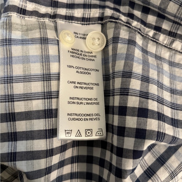 Michael Kors‎ Navy and White Men's Checkered Long Sleeve Shirt 100% Cotton XXL - Picture 3 of 4